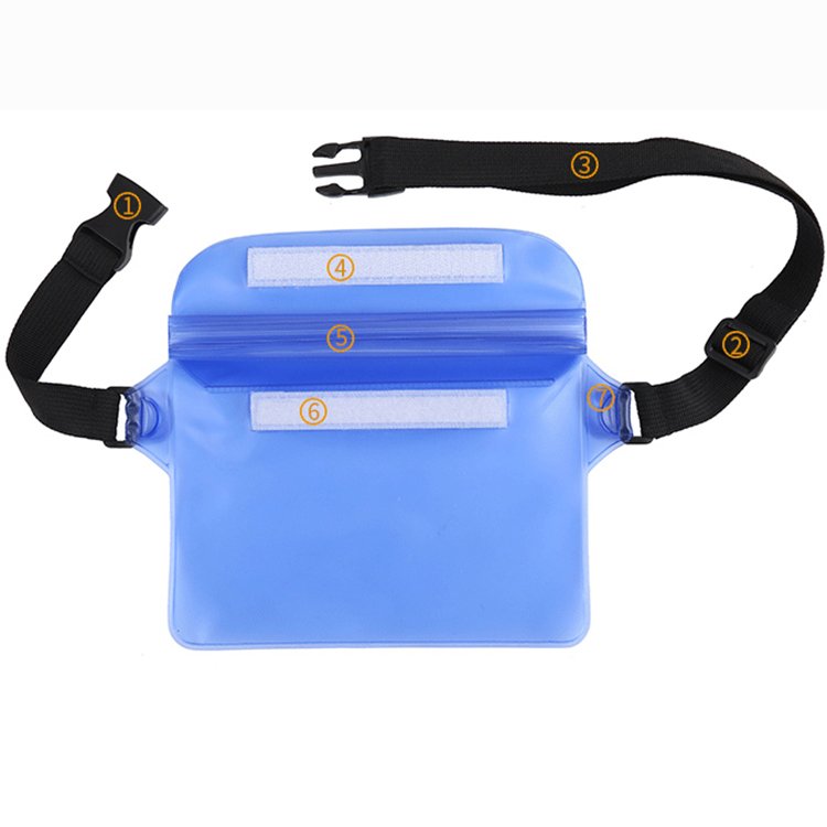Factory Custom High Capacity Summer Waterproof Pocket Pouch Mobile phone Swimming Beach Dry Bag Money Case With Waist Strap