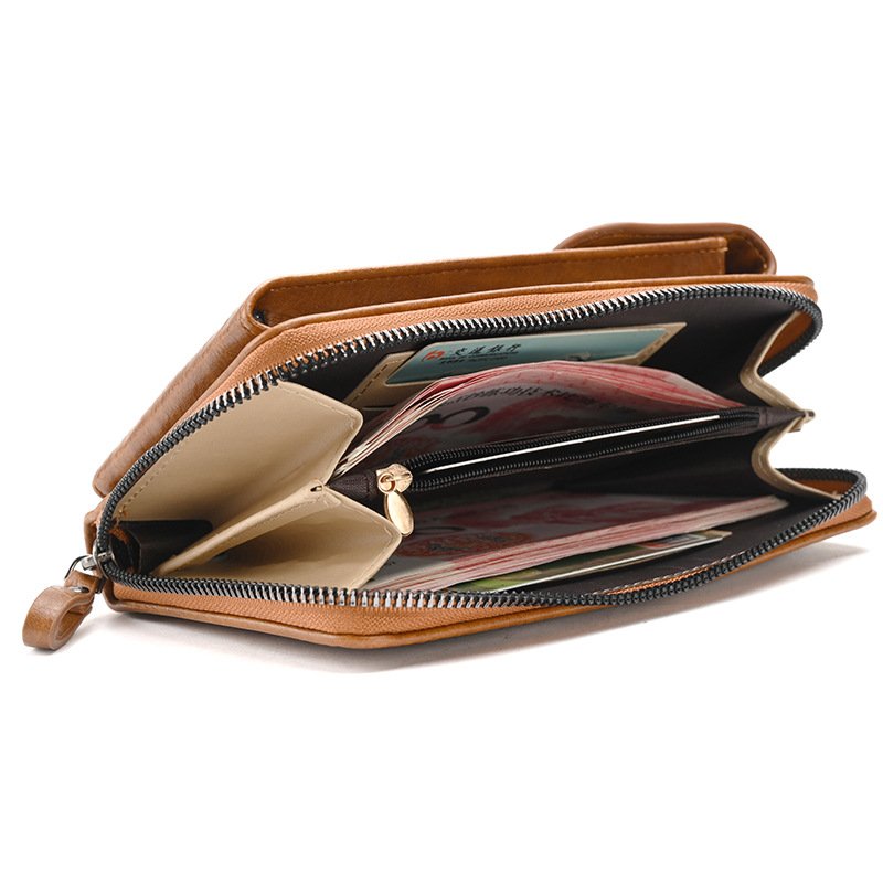 Good Quality Leather Cell Phone Cards Wallet Phone Strap Wallet Mobile Phone Cross Body Purse