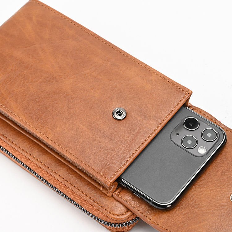 Good Quality Leather Cell Phone Cards Wallet Phone Strap Wallet Mobile Phone Cross Body Purse