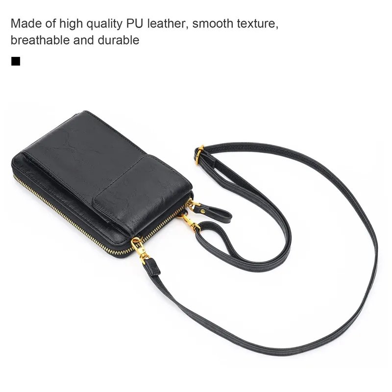 Good Quality Leather Cell Phone Cards Wallet Phone Strap Wallet Mobile Phone Cross Body Purse