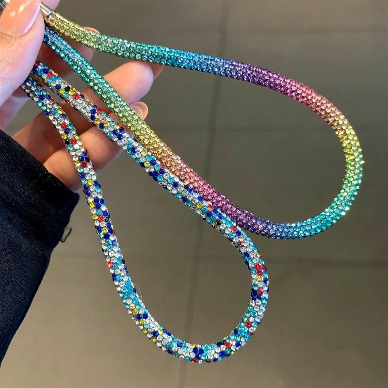 Mobile Phone Lanyard Women's Luxury Full Diamond Pendant Anti-lost Sling Short Wrist Chain Telephone Jewelry Accessories