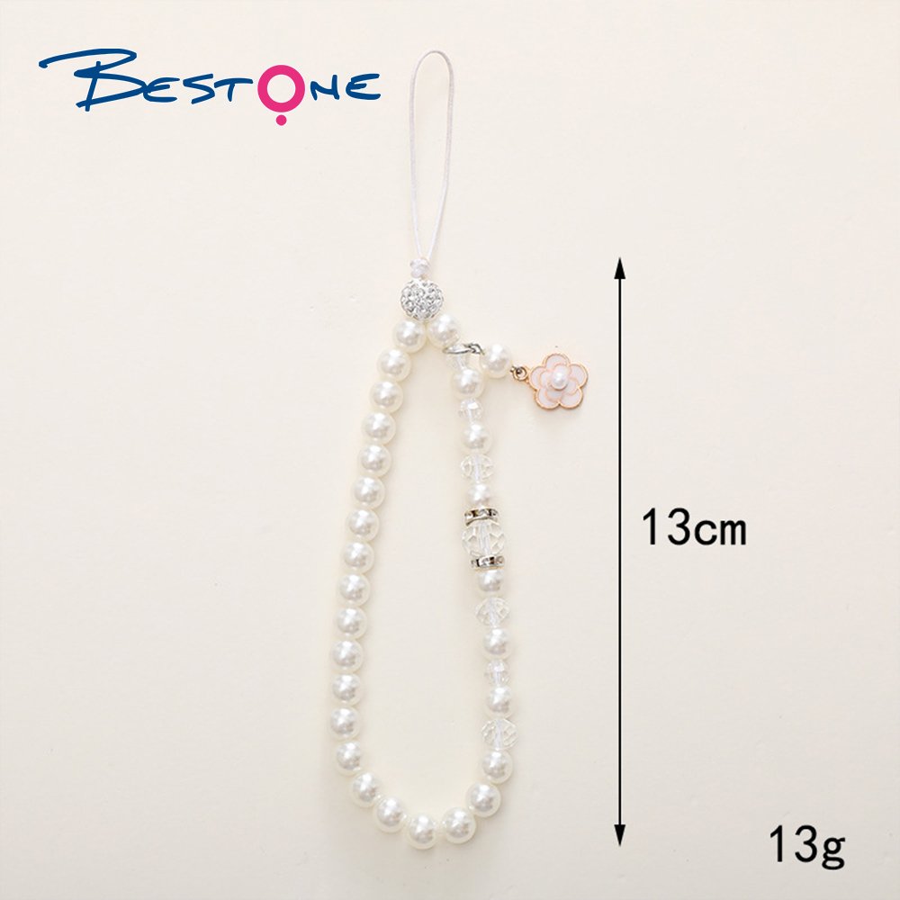 Bestone Wholesale Phone Charm Strap Cell Phone Bead Chain for Friends Gift Mobile Case Acrylic Pearl Phones Cord