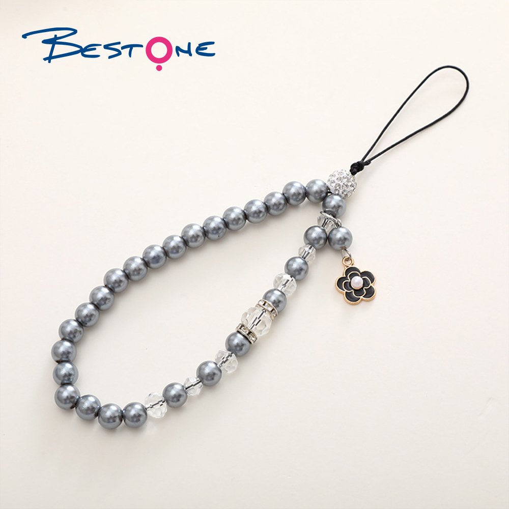 Bestone Wholesale Phone Charm Strap Cell Phone Bead Chain for Friends Gift Mobile Case Acrylic Pearl Phones Cord