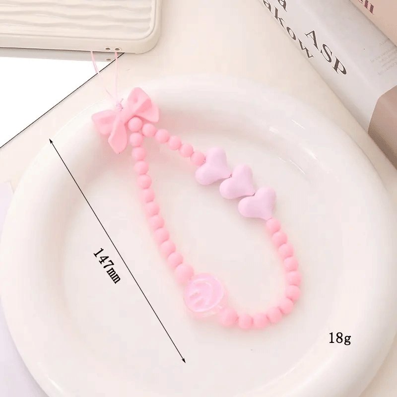 Personalized Candy Color Heart Mobile Phone Straps Beads Mobile Phone Chain For Women Girls