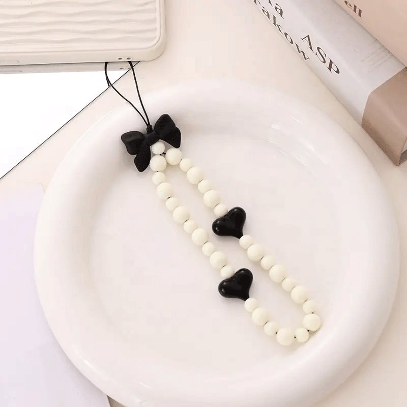 Personalized Candy Color Heart Mobile Phone Straps Beads Mobile Phone Chain For Women Girls