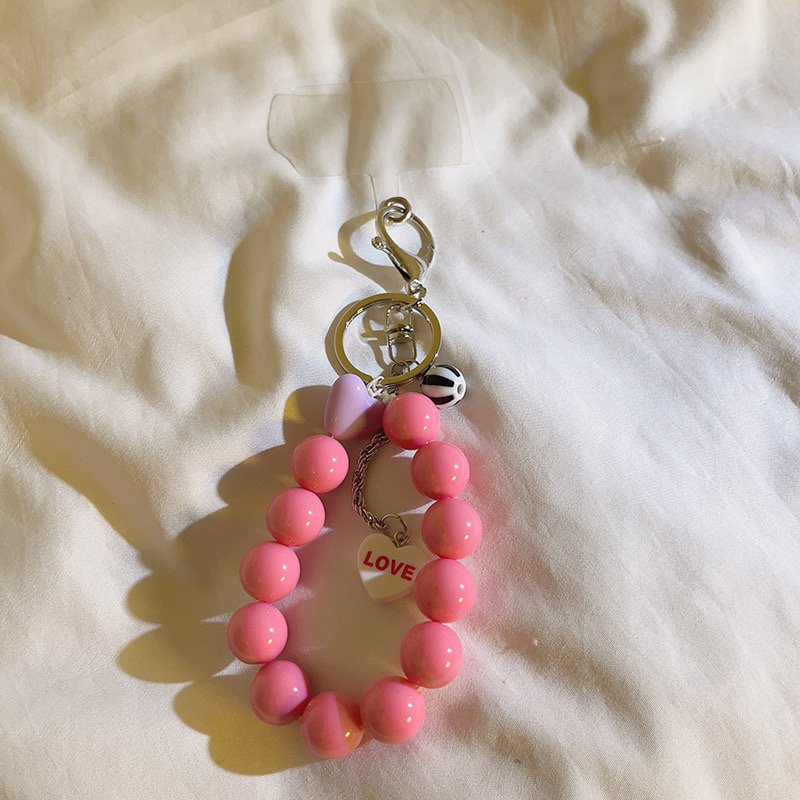 Ins trend color versatile bead mobile phone shell universal pendant Korean camera bag key chain pendant accessories
