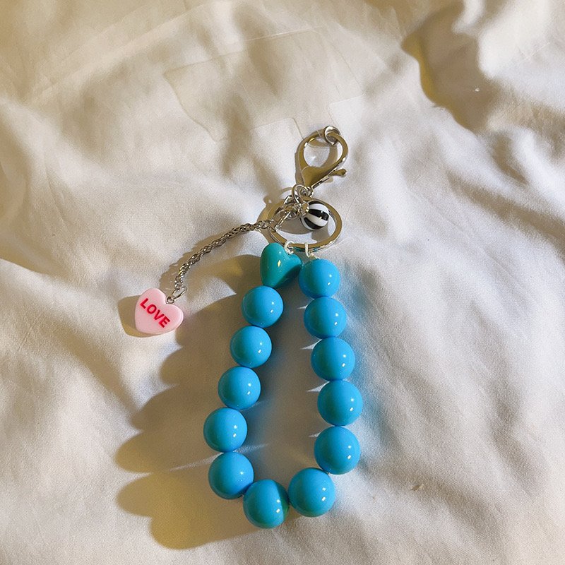 Ins trend color versatile bead mobile phone shell universal pendant Korean camera bag key chain pendant accessories