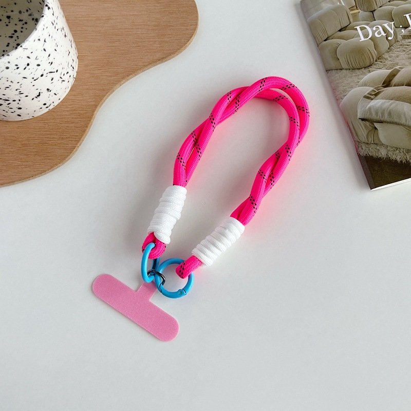 Hot selling universal phone case wrist strap, anti loss colored polyester short strap woven mobile phone straps