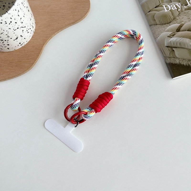 Hot selling universal phone case wrist strap, anti loss colored polyester short strap woven mobile phone straps