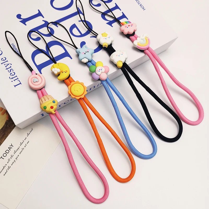 Short Wrist Pendant Cartoon Cute Woven Pendant Wrist Phone Lanyard Anti Loss Adjustable Detachable Strap Mobile Phone Lanyard