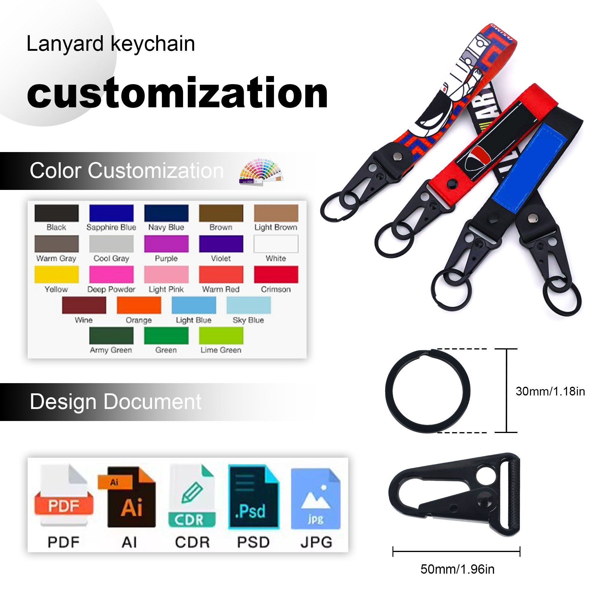 Promotional Keychain Lanyard Woven Embroidery Wrist Strap Lanyard Mobile Phone Strap Keychain Metal Car Motorcycle Keychain