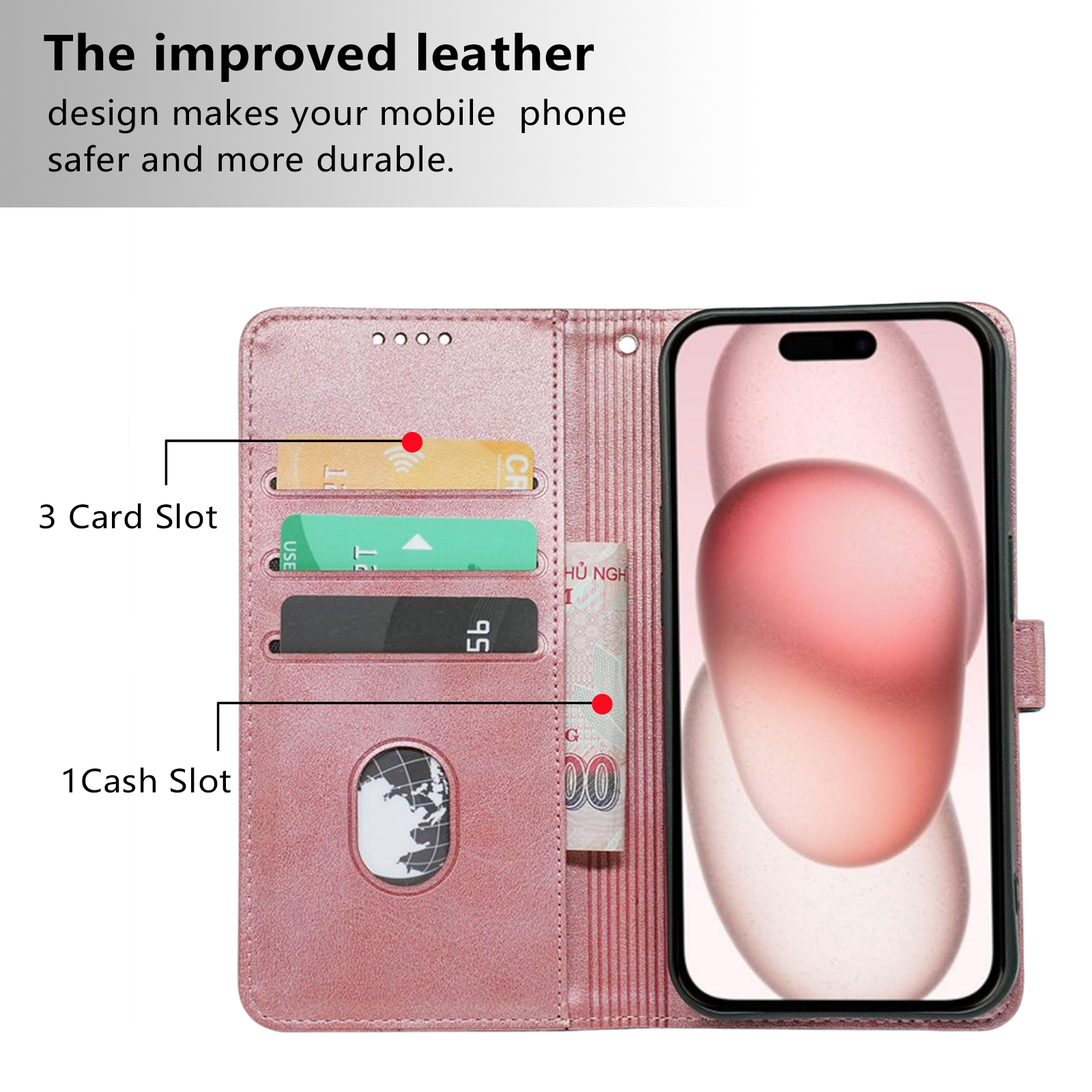 Leather Flip Wallet Case for iPhone 12 13 Mini 14 15 Plus 16 Pro Max with Kickstand Shockproof Phone Cover Bag