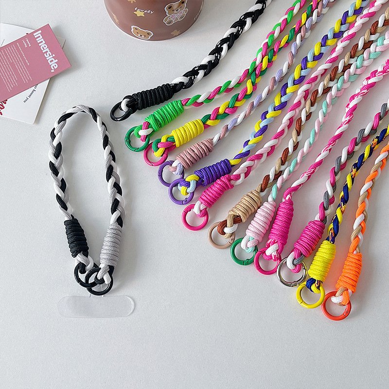 Nylon Phone Anti-lost Lanyard Keychain Short Wrist Pendant Cute Candy Colors Phone Chain Cellphone Strap Women Hand-held Chain