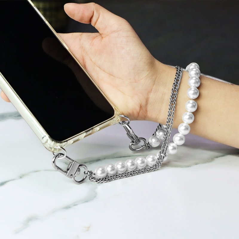 Fashion Phone Beaded Chain Charm Lanyard Wrist Strap Mobile Phone Lanyard Phone Rope Pendant Diy Accessories