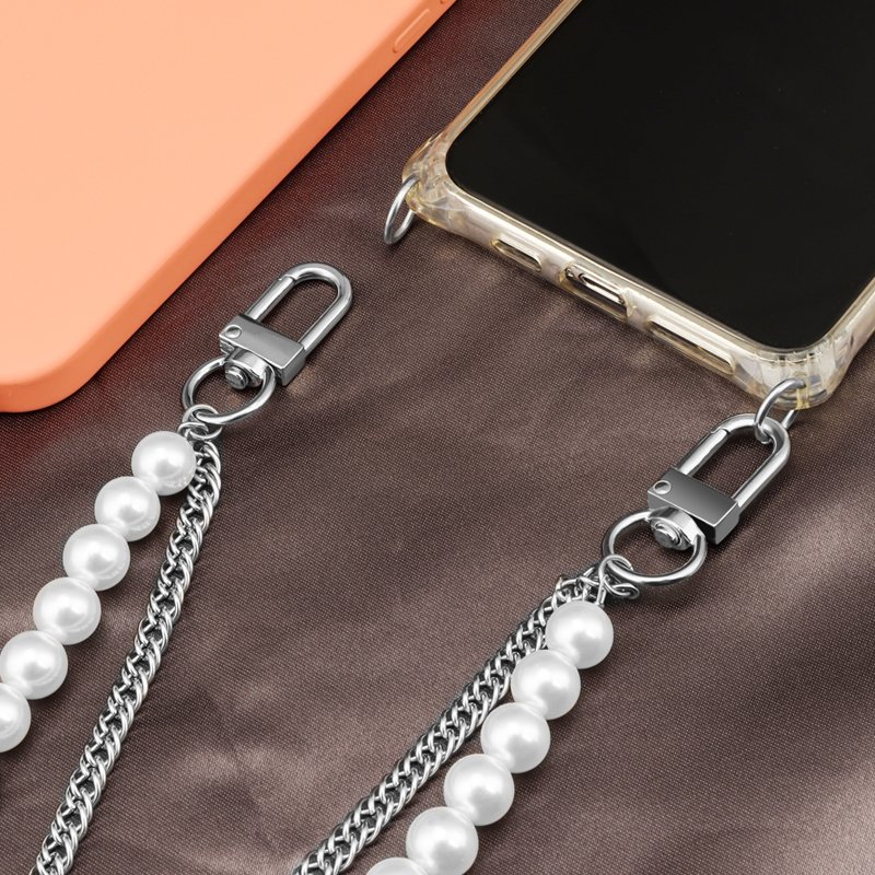 Fashion Phone Beaded Chain Charm Lanyard Wrist Strap Mobile Phone Lanyard Phone Rope Pendant Diy Accessories