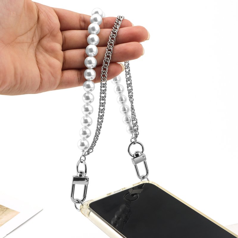 Fashion Phone Beaded Chain Charm Lanyard Wrist Strap Mobile Phone Lanyard Phone Rope Pendant Diy Accessories