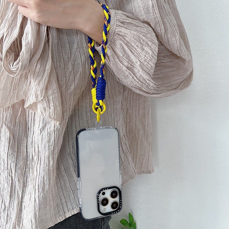 Colorful Braided Mobile Phone Strap Cellphone Wrist Strap Short Smartphone Strap Keychain Portable Anti Loss Hooks Phone Lanyard