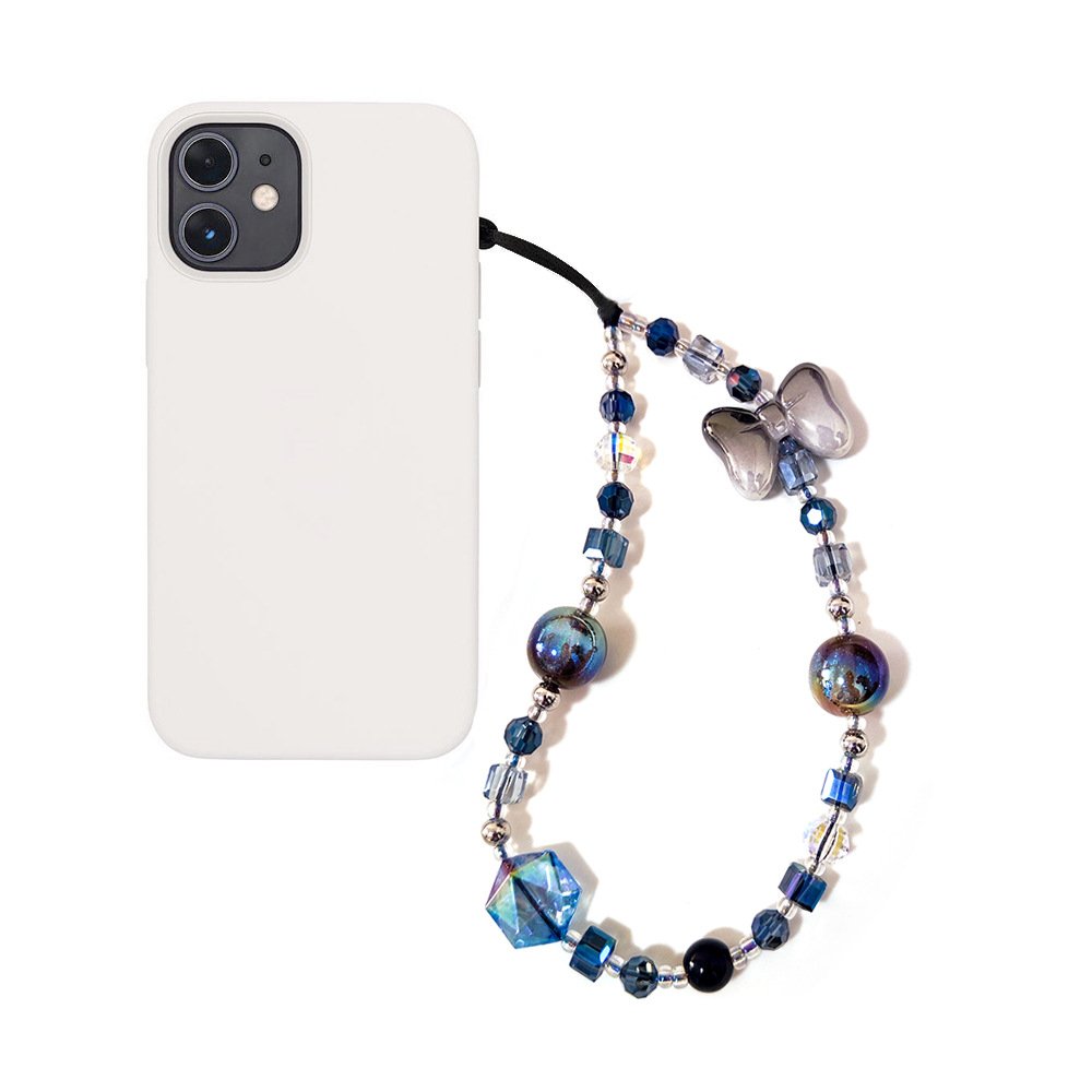 Y2k Acrylic Crystal Butterfly Bow Heart Beaded Phone Wrist Strap Bead Lanyard Bracelet Chain Bracelet Phone Case Charm Rope Cord