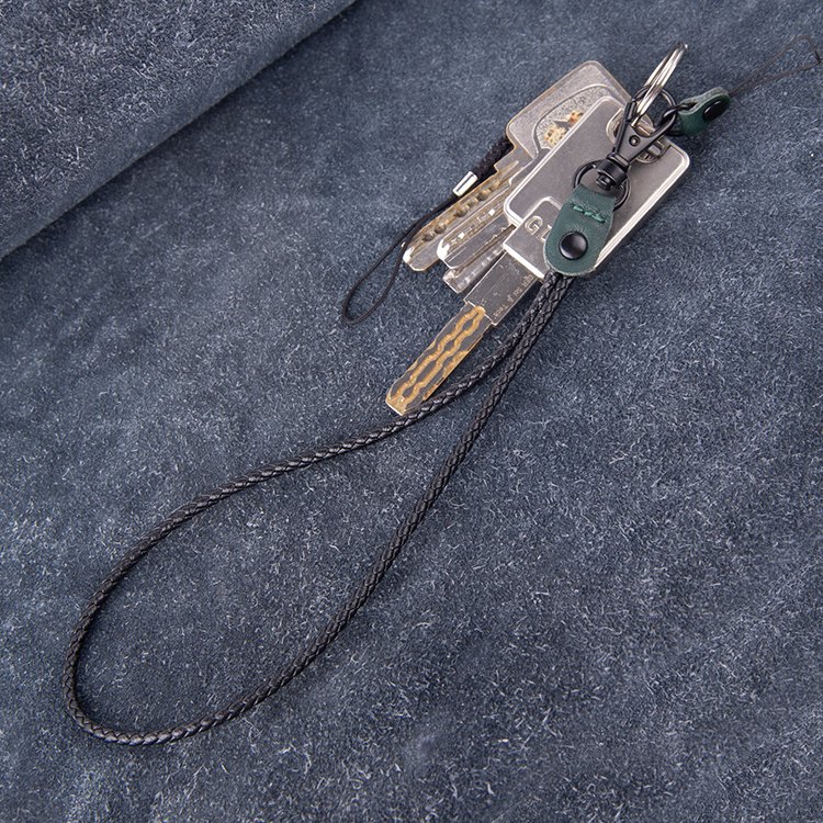 wholesale custom multi colors leather keychain id card badge holder mobile phone lanyard strap