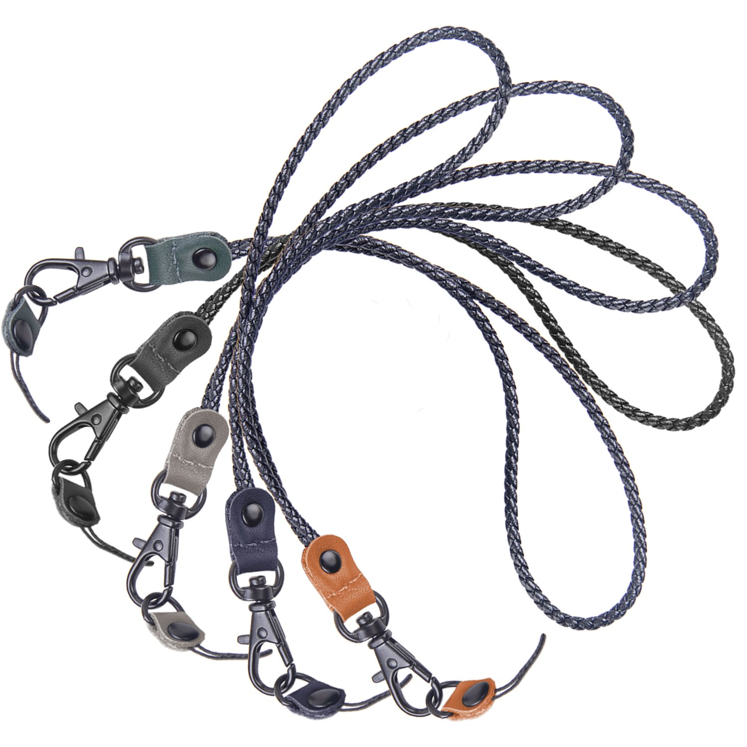 wholesale custom multi colors leather keychain id card badge holder mobile phone lanyard strap