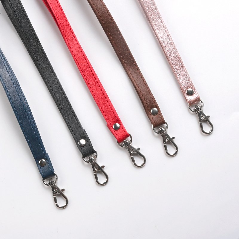 Universal Casco Holster Mobile Phone Lanyard Business Wrist Strap Solid Color Leather Metal keychain