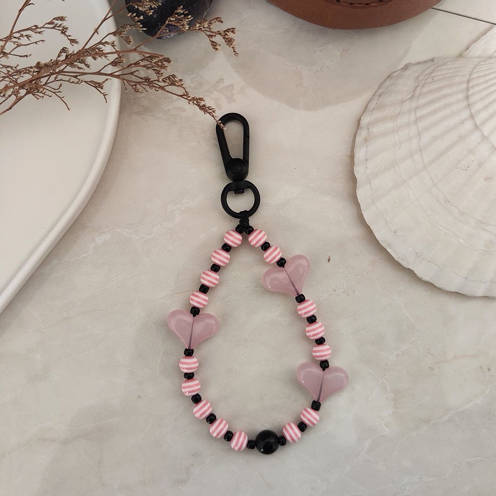 Handmade Fashion Long Women Phone Lanyard Decoration Pearl Rainbow Color Beads Cell Phone Chain Strap Bracelet Keychain