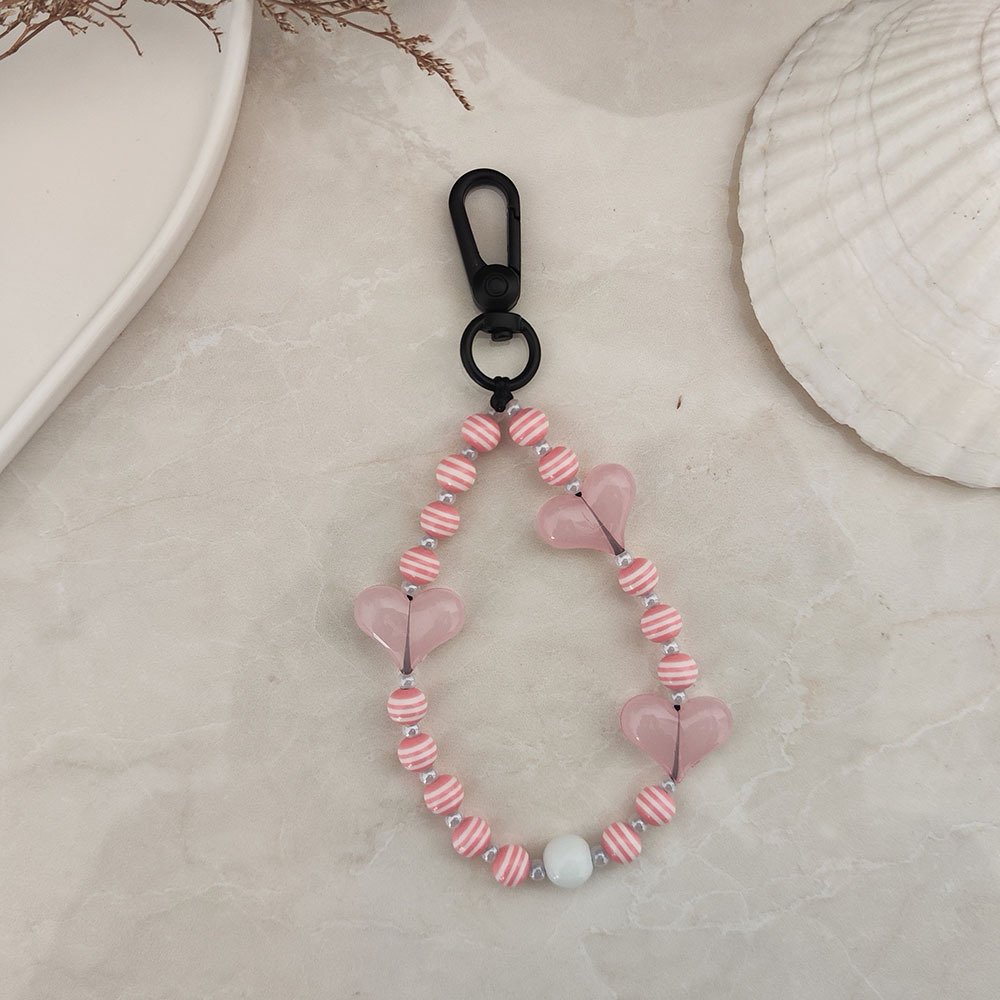 Handmade Fashion Long Women Phone Lanyard Decoration Pearl Rainbow Color Beads Cell Phone Chain Strap Bracelet Keychain