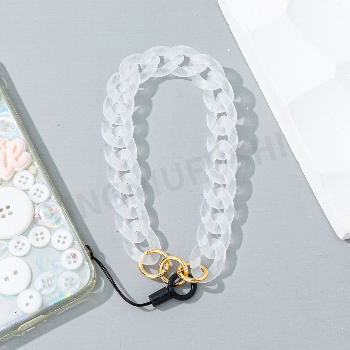 Candy Color Acrylic Resin Big Link Chain Wrist Mobile Phone Lanyard Anti-lost Key Strap Cellphone Charm