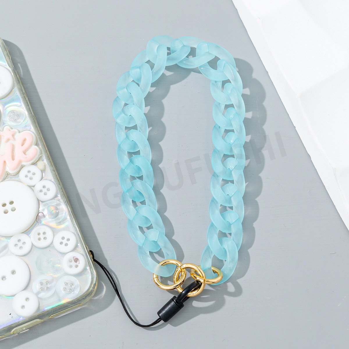 Candy Color Acrylic Resin Big Link Chain Wrist Mobile Phone Lanyard Anti-lost Key Strap Cellphone Charm
