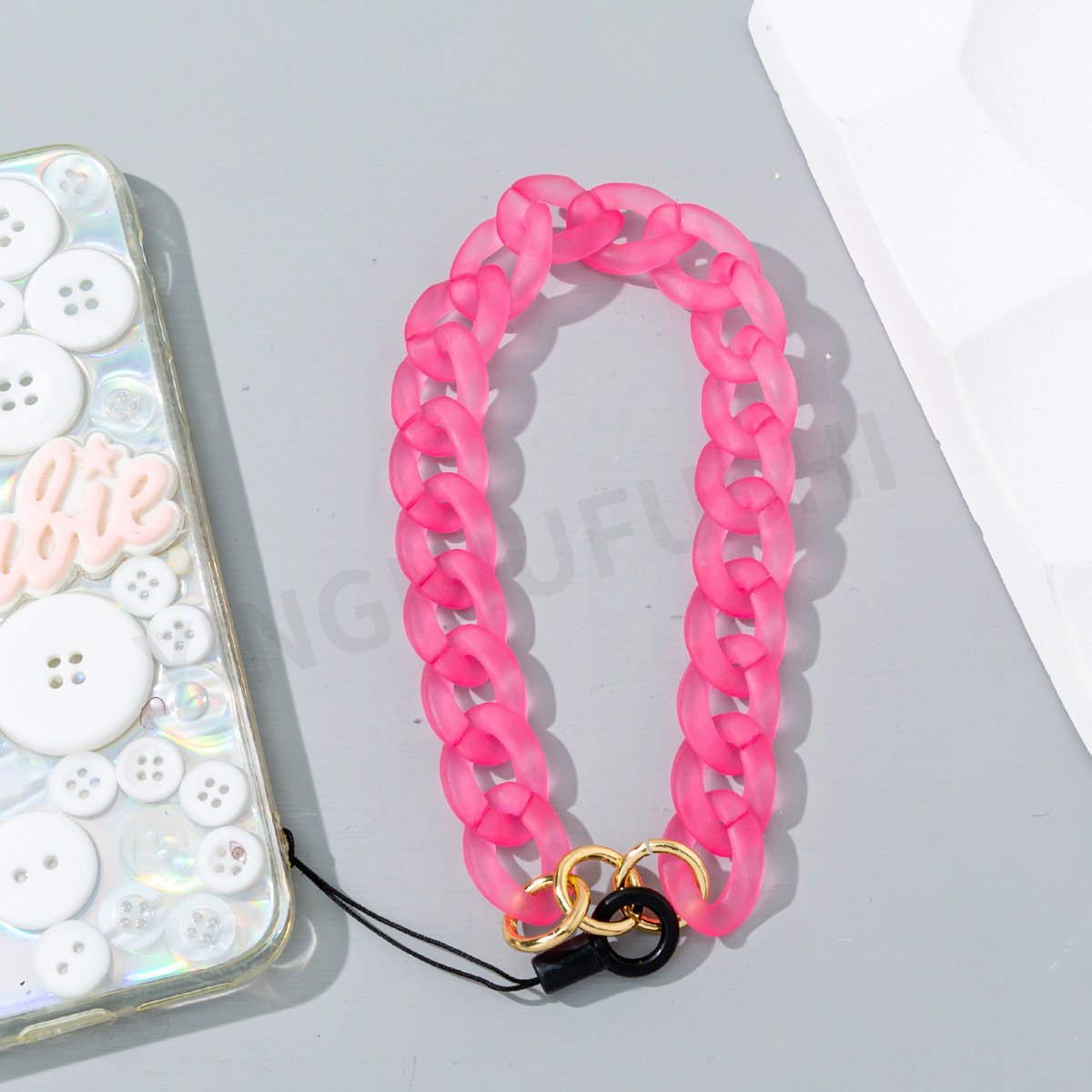 Candy Color Acrylic Resin Big Link Chain Wrist Mobile Phone Lanyard Anti-lost Key Strap Cellphone Charm