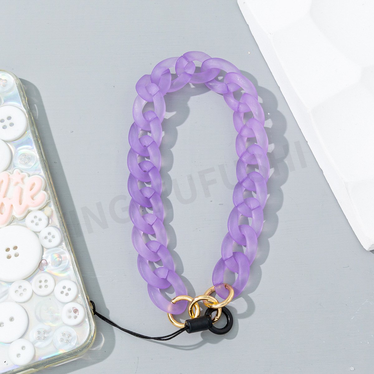 Candy Color Acrylic Resin Big Link Chain Wrist Mobile Phone Lanyard Anti-lost Key Strap Cellphone Charm
