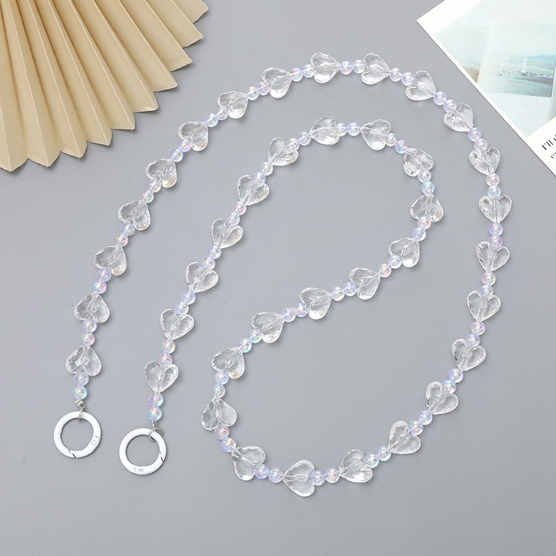 New Acrylic Love Chain High Quality Handmade Beaded Lanyard Bag Pendant Straps Mobile Phone Case Pendant