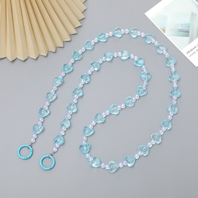 New Acrylic Love Chain High Quality Handmade Beaded Lanyard Bag Pendant Straps Mobile Phone Case Pendant