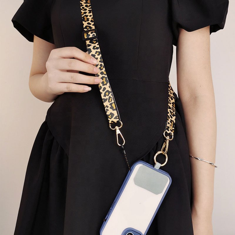 Hot Selling Universal Crossbody Cell Phone Lanyard Leopard Print Mobile Phone Straps with Tether Patch