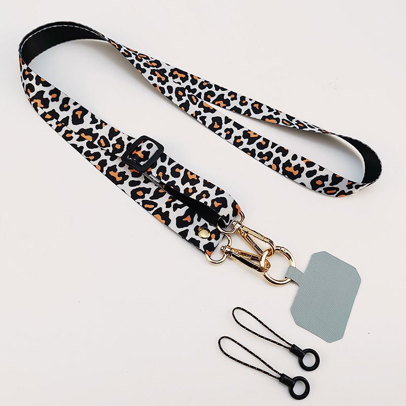 Hot Selling Universal Crossbody Cell Phone Lanyard Leopard Print Mobile Phone Straps with Tether Patch