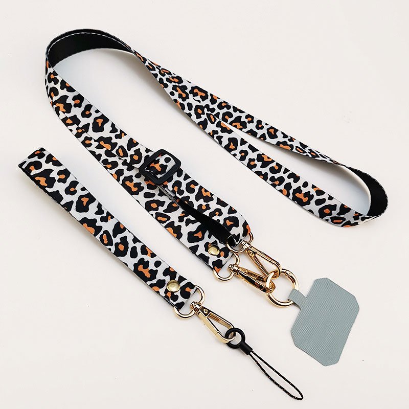 Hot Selling Universal Crossbody Cell Phone Lanyard Leopard Print Mobile Phone Straps with Tether Patch