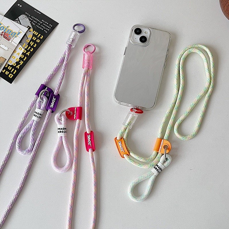 Color Long Mobile Phone Lanyard Short Phone Charm Strap Set Durable Smartphone Lanyard Neck Strap Cell Phone Rope Necklace Set