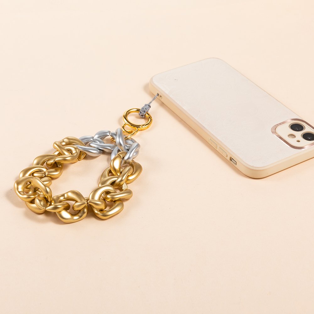 Hot custom fashion exquisite square acrylic mobile phone wrist strap accessories sport punk gold plating metal button for men