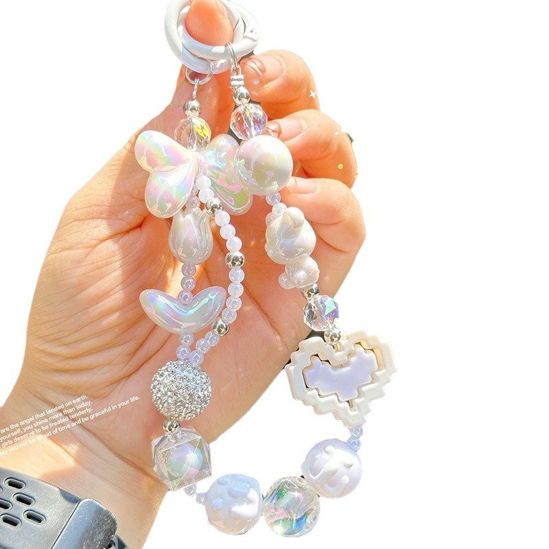 New little Fairy beaded mobile phone chain Building blocks Love key chain accessories bag hanging decoration mobile phone chain