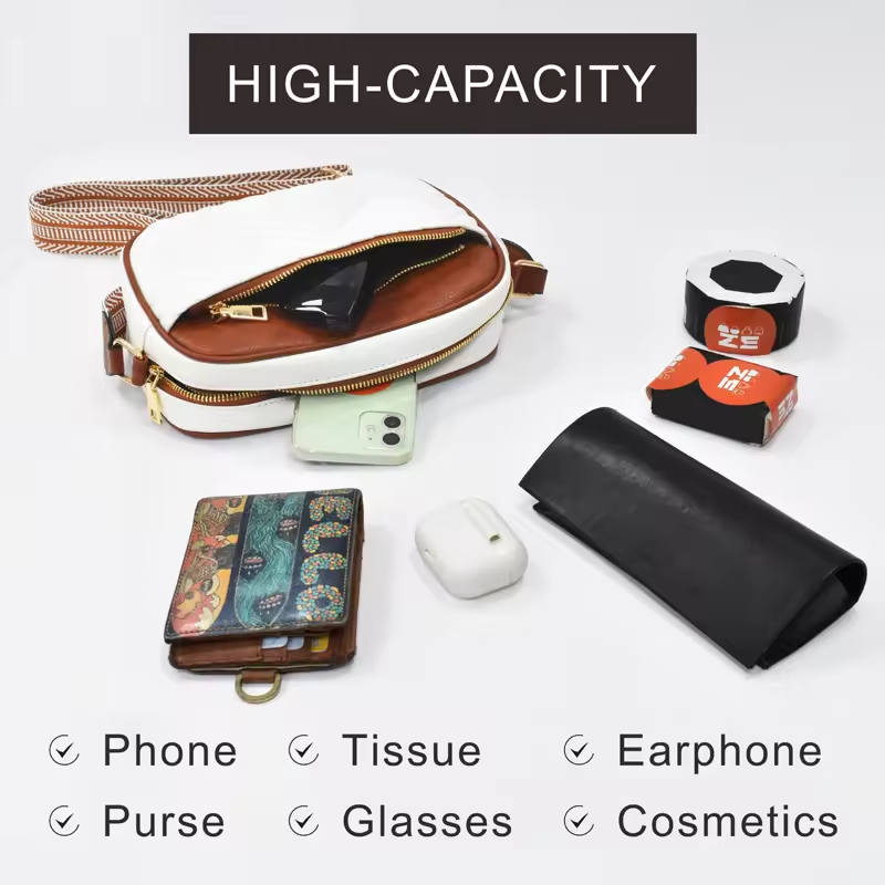 Hot Selling new women's multi-zipper small crossbody bag wide shoulder strap mobile phone wallet pu shoulder bag