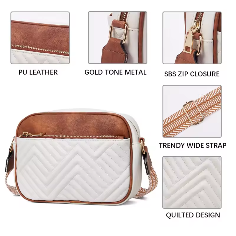 Hot Selling new women's multi-zipper small crossbody bag wide shoulder strap mobile phone wallet pu shoulder bag