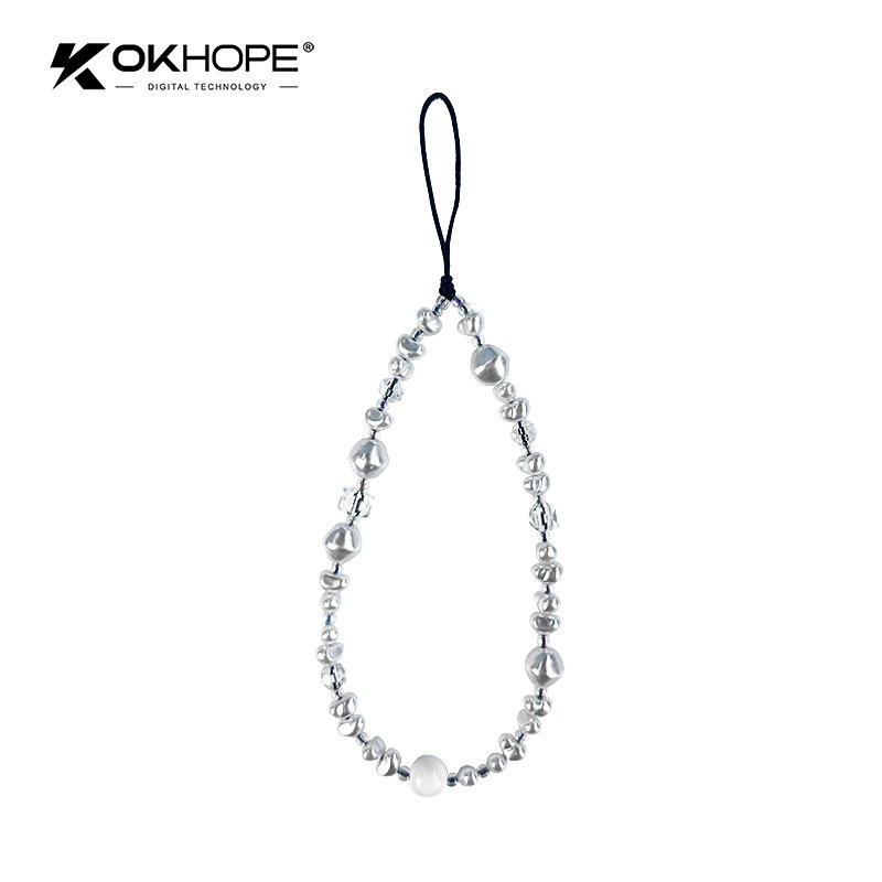 Korean Style Mobile Phone Accessories Short Keychain Crystal Beaded Purse Strap Anti Lost Charm Rope
