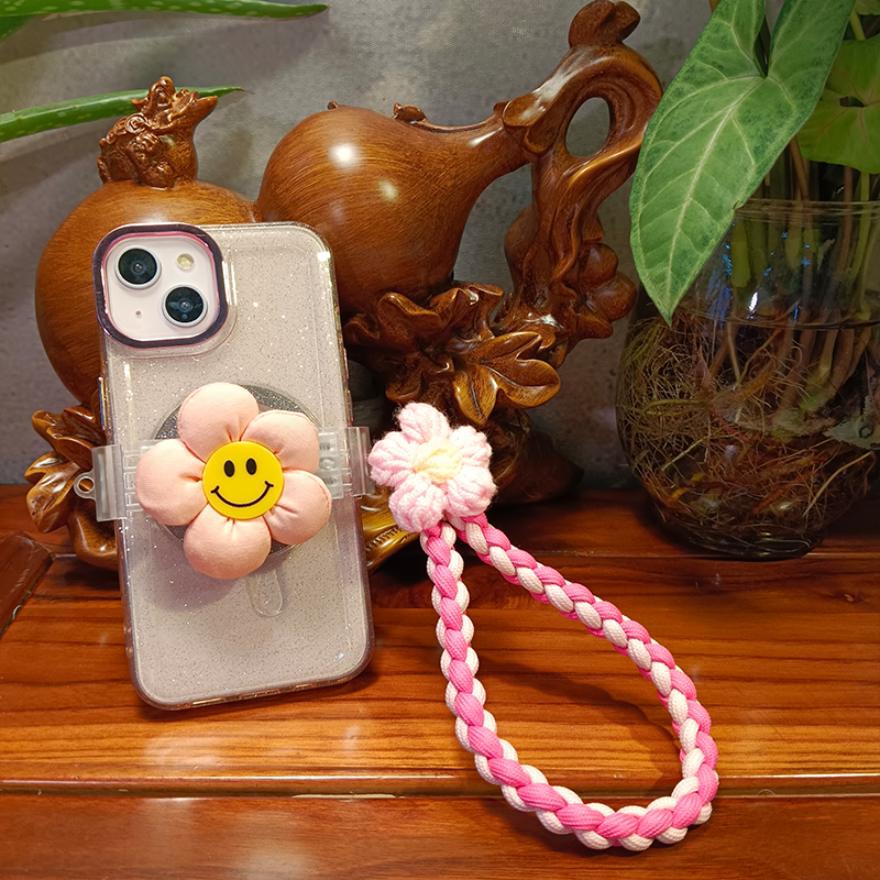 Mobile phone lanyard, wrist strap, short, sturdy, durable, simple, and thick lanyard, 18cm Flower Keychain Hanging Rope