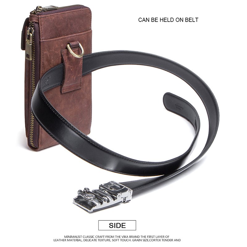 Adjustable Strap Genuine Cowhide Leather Waist Mobile Phone Bag Functional Shoulder Bag Men Cell Phone Sling Bag MB115