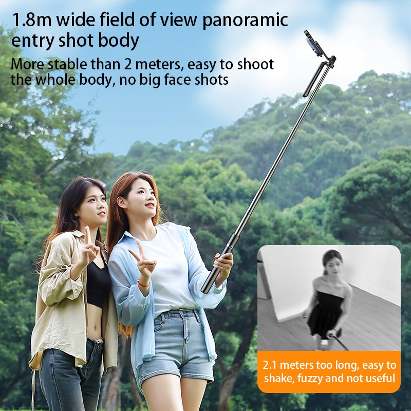 175cm Retractable Wireless Remote Control Selfie Stick with Flexible Lights Live Tripod Mobile Phone Selfie Sticks Strap