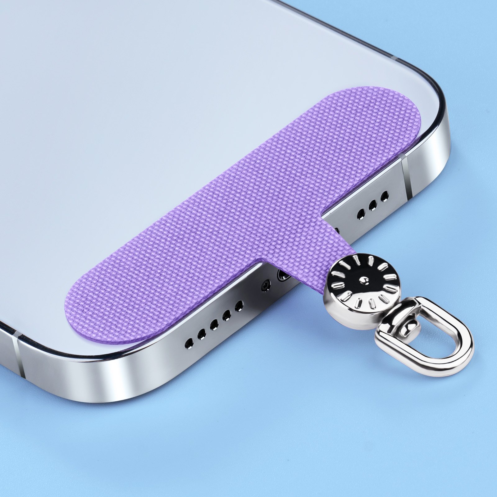 Universal Fabric Cell Phone Lanyard with Durable Ropes and D-Ring Rotatable Patch Shape Fabric Clip for Mobile Phone Straps