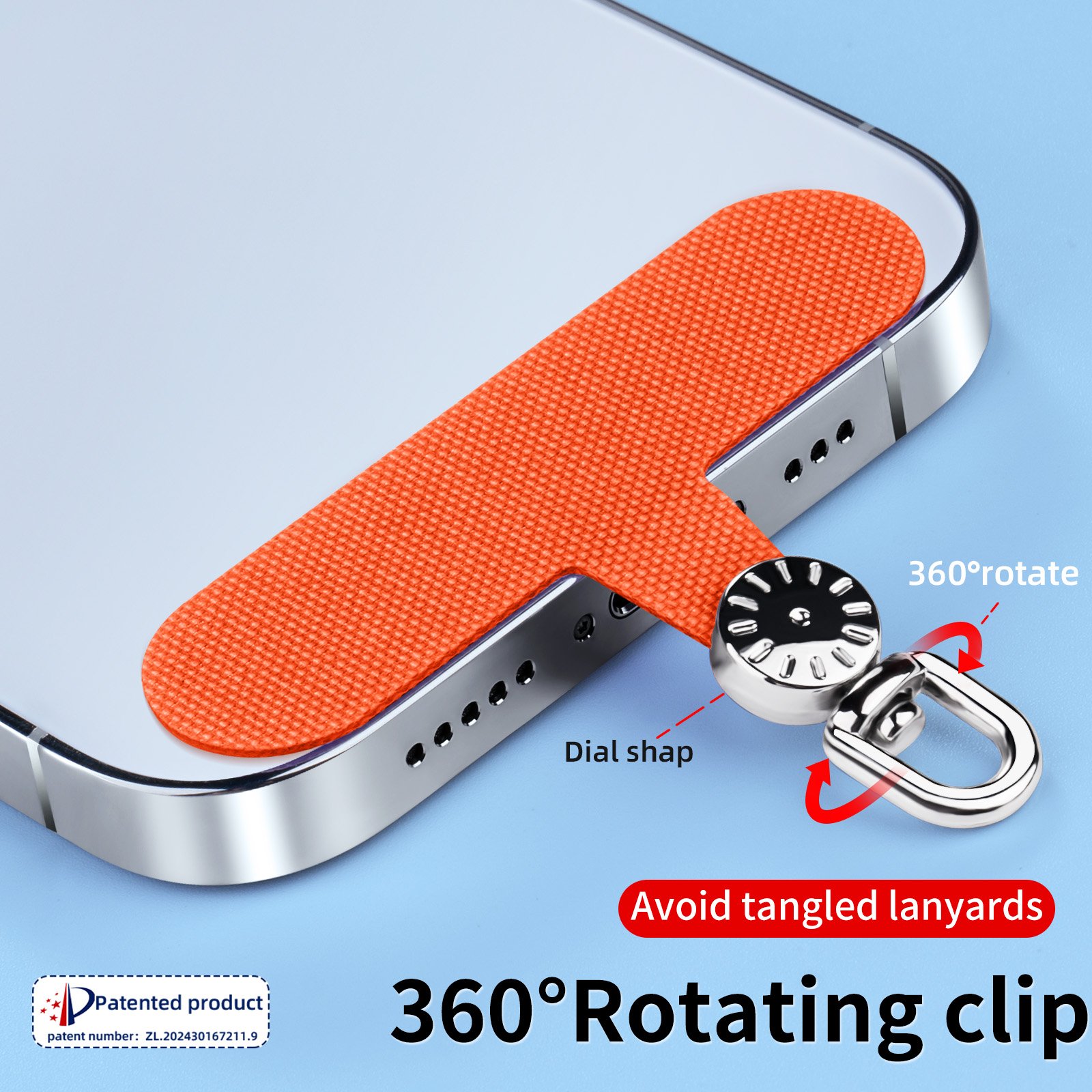 Universal Fabric Cell Phone Lanyard with Durable Ropes and D-Ring Rotatable Patch Shape Fabric Clip for Mobile Phone Straps