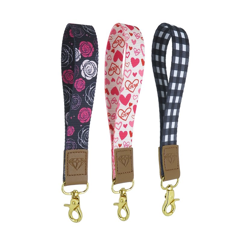 Professional Factory New Style Print Colorful Personalized Short Nylon Ribbon Wrist Lanyards Custom For Mobile Phone