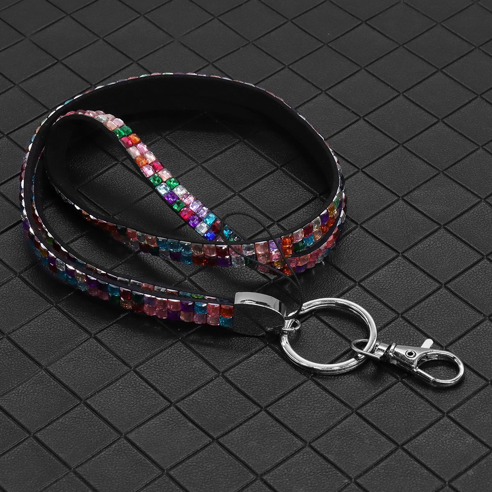 Retractable Mobile Phone Hanging Rope Rhinestone Crystal Lanyard Keychain Necklace ID Badge Phone Antitheft Holder For CellPhone