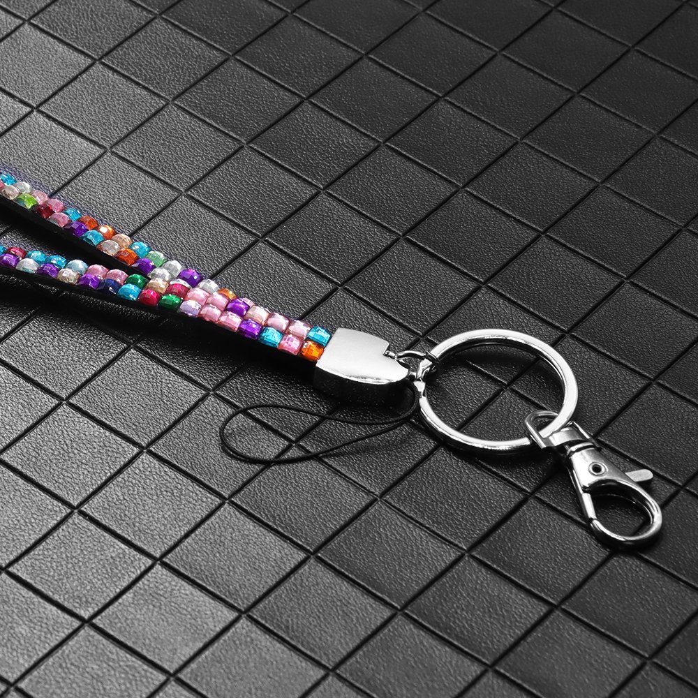 Retractable Mobile Phone Hanging Rope Rhinestone Crystal Lanyard Keychain Necklace ID Badge Phone Antitheft Holder For CellPhone